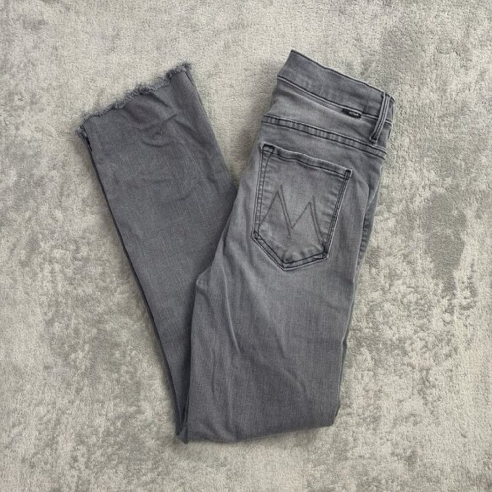 MOTHER Jeans Womens 24x24” The Insider Crop Step Fray Gray Light Denim Raw Hem